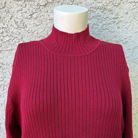 Vintage Talbots Elegant Burgundy Maroon Wine Women's Ribbed Knit Sweater Large - Picture 1 of 6